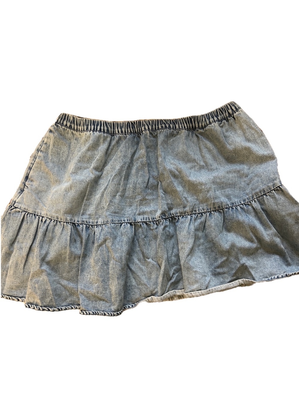 aerie light blue tiered denim mini skirt